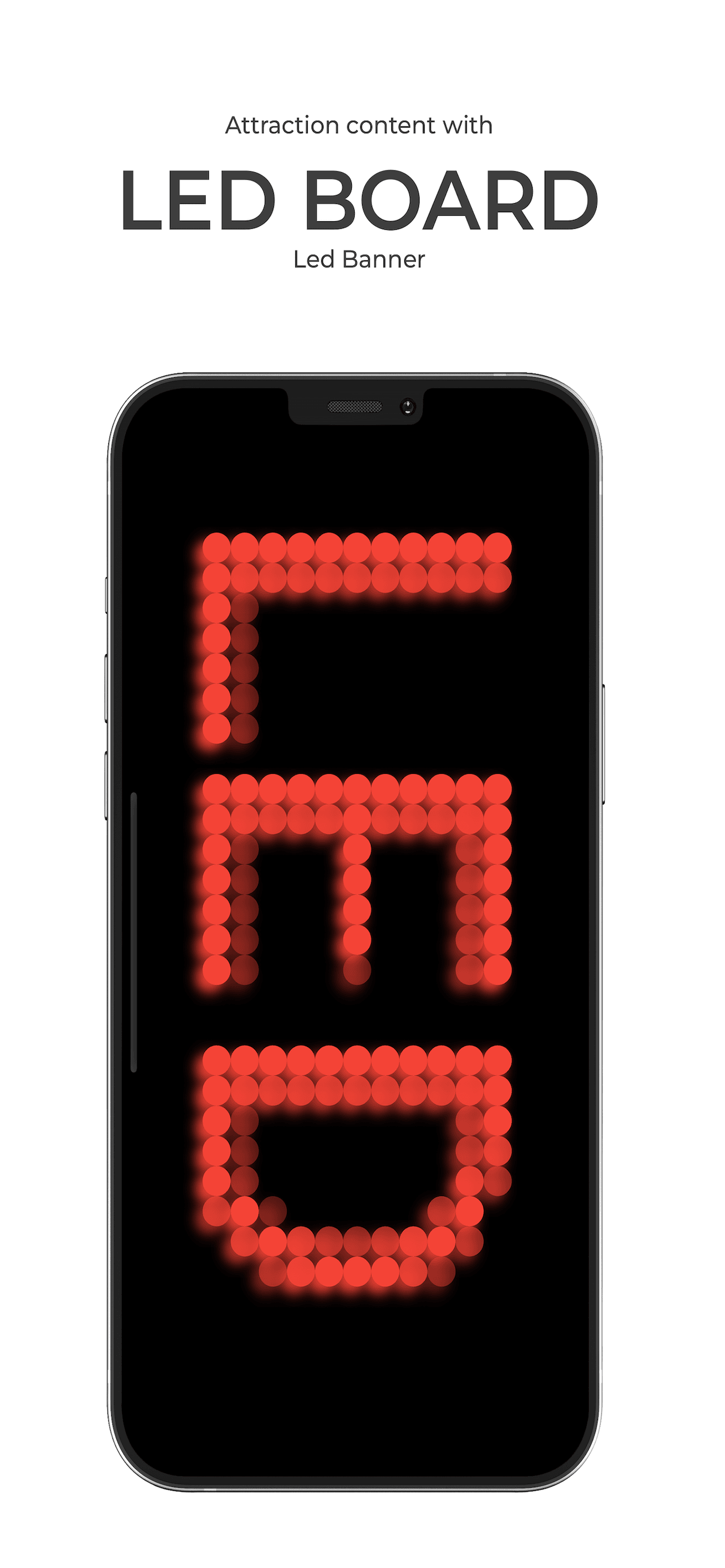 LED Board app interface showing scrolling LED text