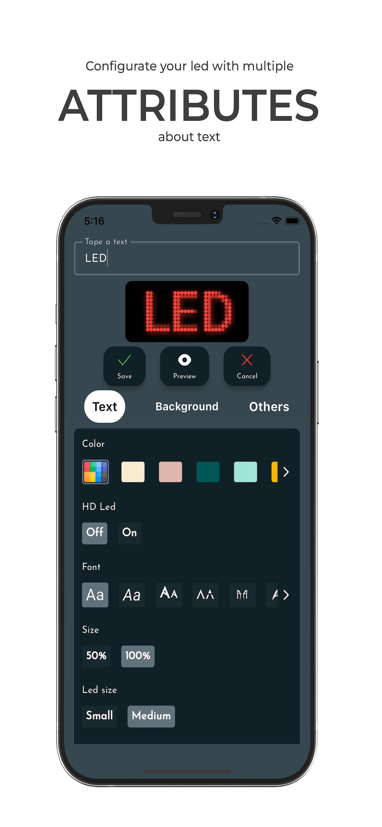 LED Board app screenshot - Background options