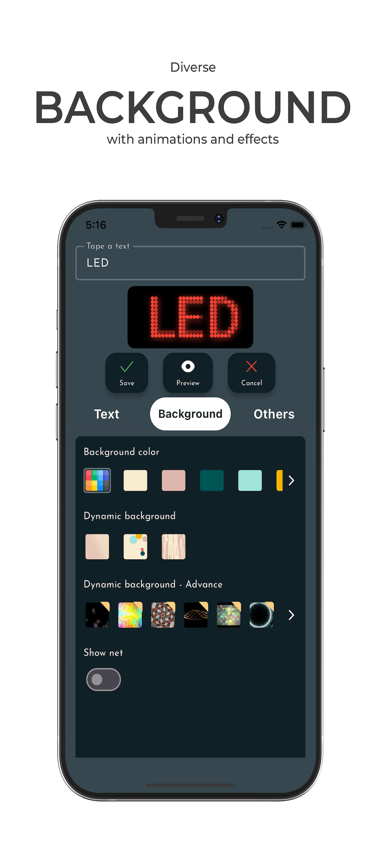LED Board app screenshot - Dynamic effects